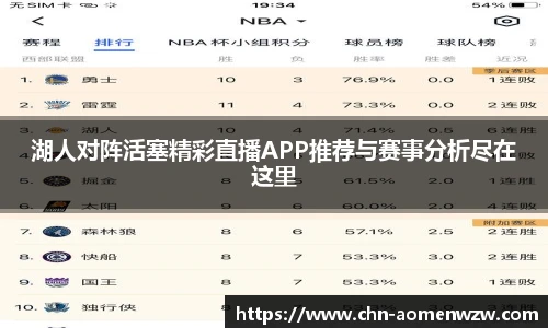 湖人对阵活塞精彩直播APP推荐与赛事分析尽在这里